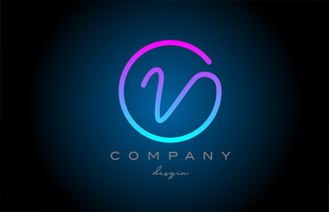 pink V alphabet letter logo icon design. Handwritten connected creative template for company and business