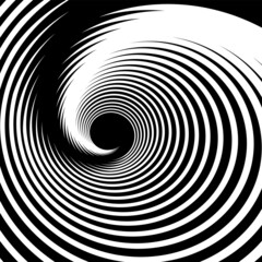 Vortex whirl motion. Abstract textured black and white background.