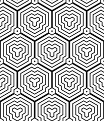 Abstract seamless geometric hexagons and polygons pattern.