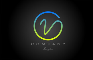 V green alphabet letter logo icon design. Handwritten connected creative template for company and business