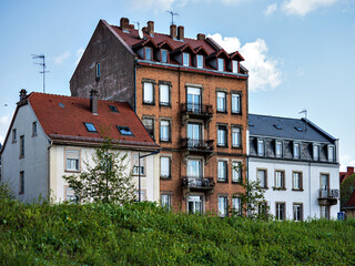 Streets of the old town of Strasbourg. Sunny day, perspective.