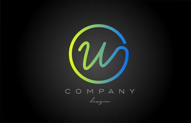 W green alphabet letter logo icon design. Handwritten connected creative template for company and business