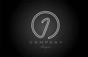 black and white line I alphabet letter logo icon design. Handwritten connected creative template for company and business