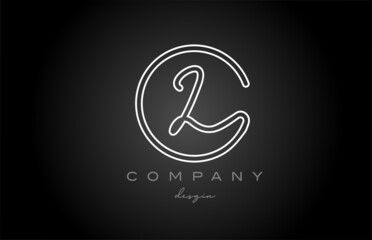 black and white line L alphabet letter logo icon design. Handwritten connected creative template for company and business