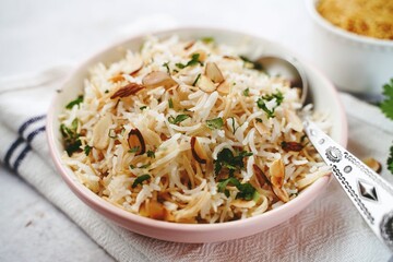Lebanese Vermicelli Rice topped with toasted nuts