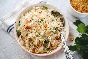 Lebanese Vermicelli Rice topped with toasted nuts