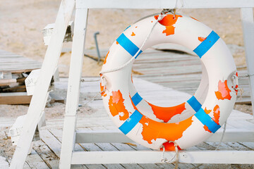 Lifebuoy ring on the beach