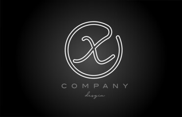 black and white line X alphabet letter logo icon design. Handwritten connected creative template for company and business
