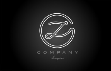 black and white line Z alphabet letter logo icon design. Handwritten connected creative template for company and business