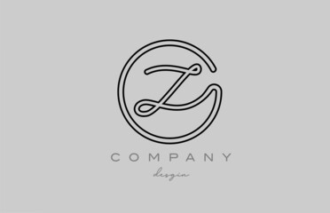 black and grey Z alphabet letter logo icon design with line. Handwritten template for business and company