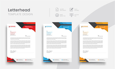 Creative business letterhead templates for the company promo and interview corporate letter. Modern professional letterhead simple and clean template design. Vol - 12