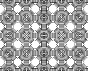 An illustration of the black and white geometric shape seamless tile pattern background