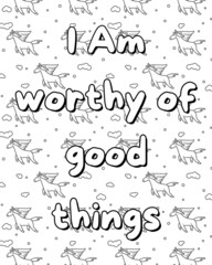 Positive affirmations coloring pages for kids