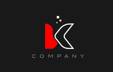 black red line K alphabet letter logo icon. Creative design template for business and company