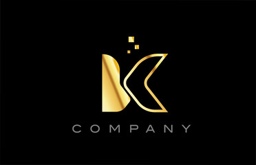 gold K alphabet letter logo icon. Creative design template for company and business