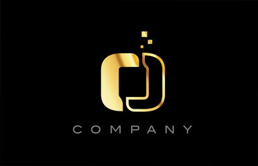 gold O alphabet letter logo icon. Creative design template for company and business