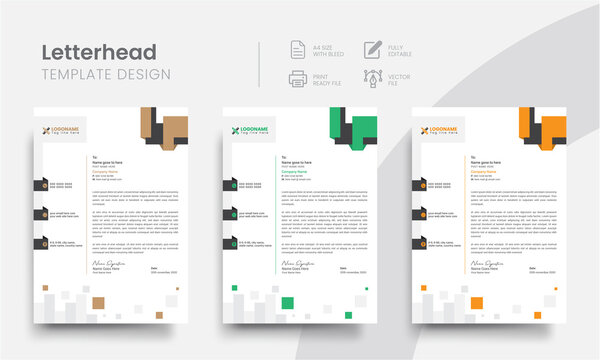 Creative business letterhead templates for the company promo and interview corporate letter. Modern professional letterhead simple and clean template design. Vol - 19