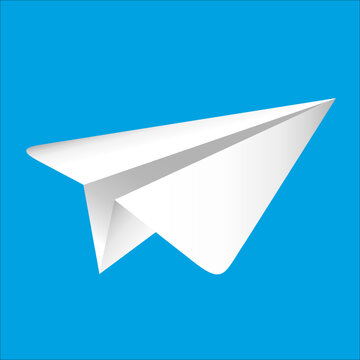 White paper airplanes flying over sky and takeoff. Origami paper plane flying on blue background. Avia travel concept.