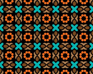 Seamless tile pattern with colorful floral ornament