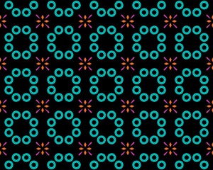 Seamless tile pattern with turquoise circles on a black background