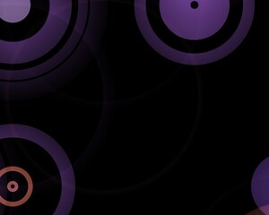 Illustration of abstract colorful rings with purple and black background