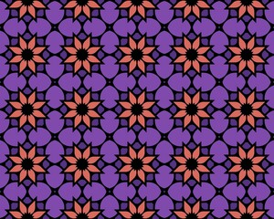 Abstract colorful floral illustration with a seamless tile pattern