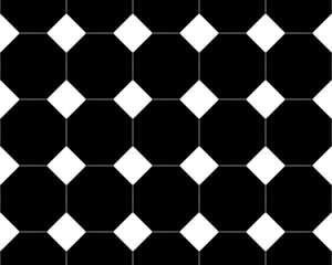 Abstract black and white illustration with a seamless geometric tile pattern