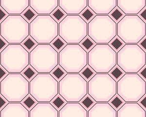 Illustration of a seamless pink hexagon and rhombus shaped tile pattern