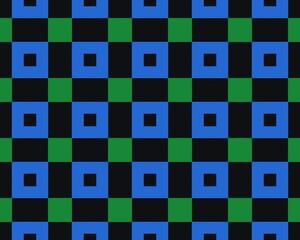 Illustration of a seamless green and blue square tile pattern