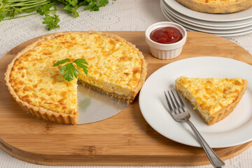 three-cheese quiche pie, meadow, ricotta, parmesan