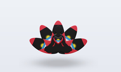 3d International yoga day Antigua and Barbuda flag rendering front view
