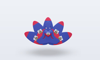 3d International yoga day Haiti flag rendering front view