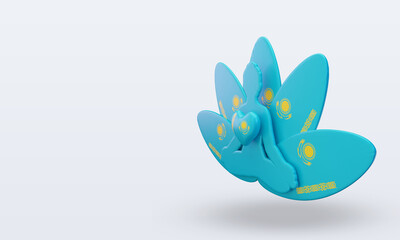 3d International yoga day Kazakhstan flag rendering right view