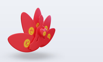 3d International yoga day Kyrgyzstan flag rendering left view