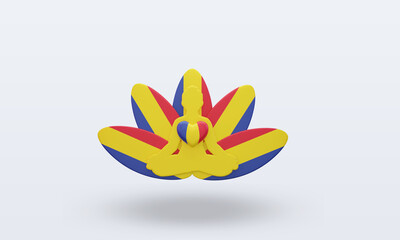 3d International yoga day Romania flag rendering front view
