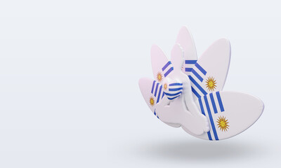 3d International yoga day Uruguay flag rendering right view
