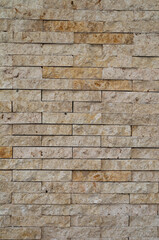 Old Rectangular Limestone Brick Stone Wall.
