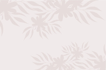 Background in the shape of a shadow of tropical flowers. Natural floral silhouette