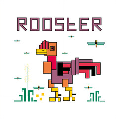illustration of a rooster made of cardboard boxes