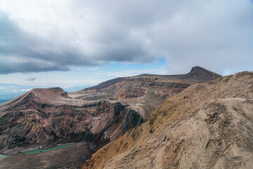 Walls of crater of Gorely volcano in Kamchatka