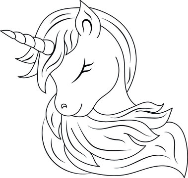 Line art color unicorns vector illustration for coloring book