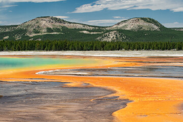 Vibrant colors created by thermophiles in Yellowstone's iconic G