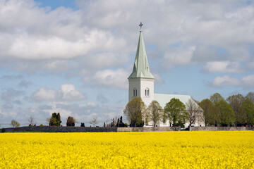 Sodra Akarps church (S&ouml;dra &Aring;karps kyrka) is built 1888 and located in Vellinge, Sweden. Selective focus.