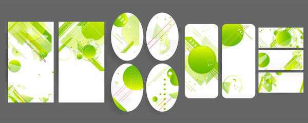 Green Poster colors design painting contemporary templates set invitations to lines abstract background for cover texture brochure. Vector eps10 stock
