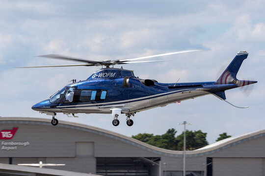 Farnborough, UK - July 16, 2014: AgustaWestland AW-109E Helicopter G-WOFM.