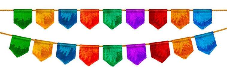 Colorful 3D Textured Flags, Festa Junina Illustration with Festa Junina Design and layout for greeting card or holiday poster. Festive Typographic