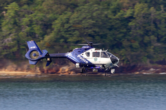 Sydney, Australia - October 4, 2013: New South Wales Police Eurocopter EC-135 P2+ Helicopter VH-PHM (PolAir 4) from the Aviation Support Branch.
