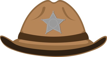 Vector illustration of a sheriff hat, with a badge star