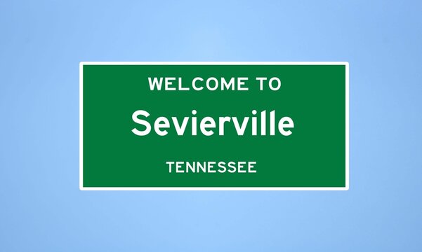 Sevierville, Tennessee city limit sign. Town sign from the USA.