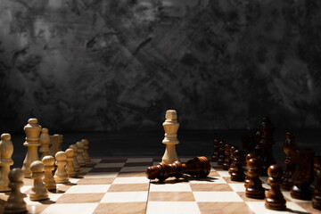 set chess on a chessboard background